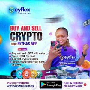 Buy and sell crypto with Naira using the Peyflex app
